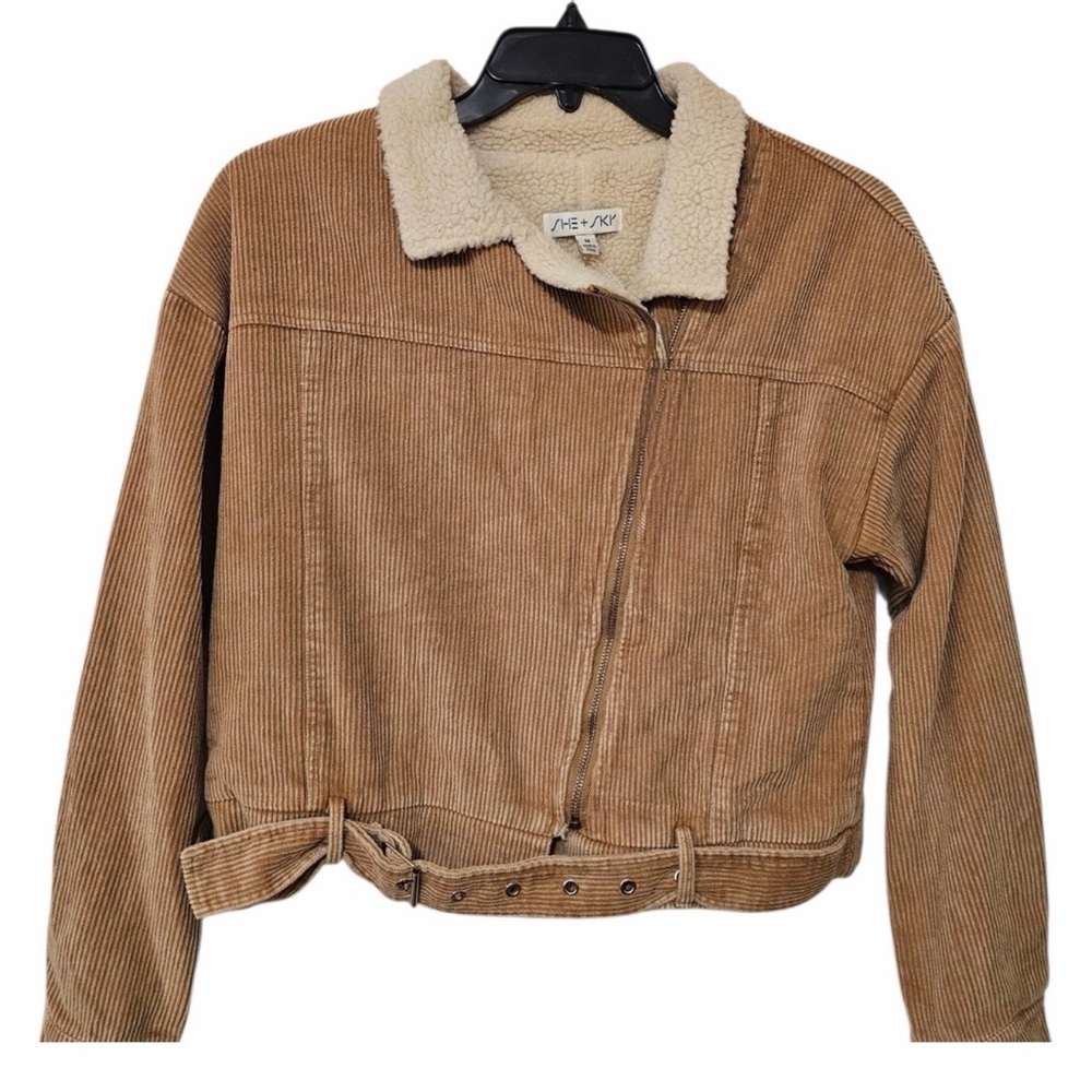 She + Sky moto Corduroy & Sherpa jacket size S
